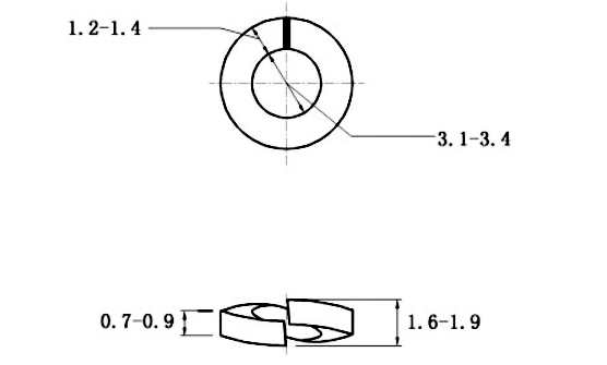 Lông Đền Vênh Thép Đen DIN127 M3_drawing