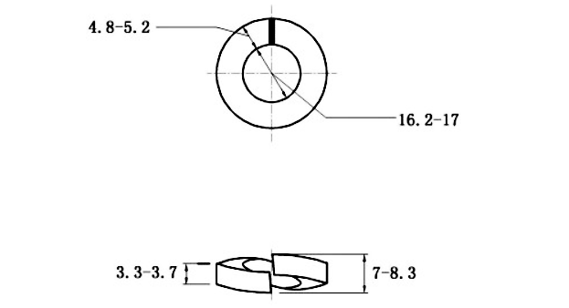 Lông Đền Vênh Thép Mạ Kẽm Trắng Cr3+ DIN127 M16_drawing
