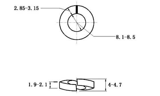 Lông Đền Vênh Thép Đen DIN127 M8_drawing