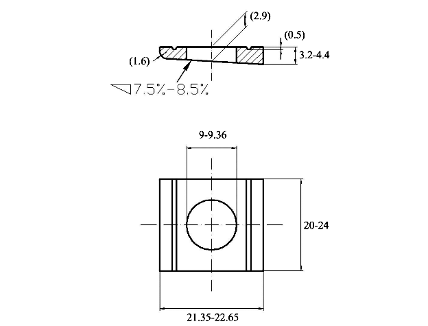 Lông Đền Vuông Thép Mạ Kẽm DIN434 M8_drawing