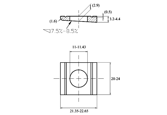 Lông Đền Vuông Thép Mạ Kẽm DIN434 M10_drawing