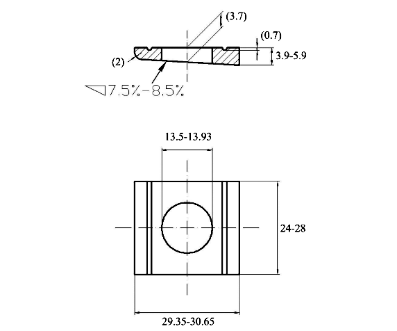 Lông Đền Vuông Thép Mạ Kẽm DIN434 M12_drawing
