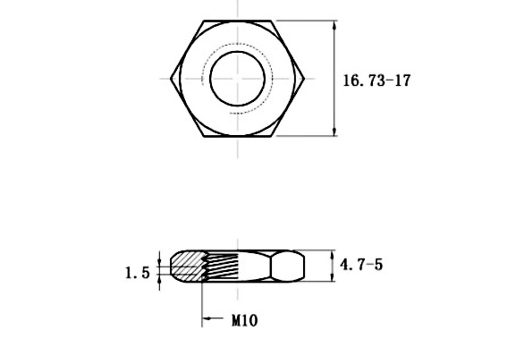 Tán Mỏng Inox 304 DIN439 M10_drawing