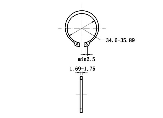 Phe Gài Trục Thép 65Mn DIN471 D39x1.75 (10Cái/Bịch)_drawing