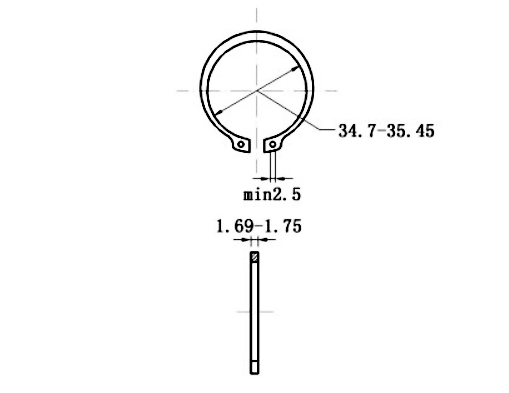 Phe Gài Trục Thép 65Mn DIN471 D38x1.75 (10Cái/Bịch)_drawing