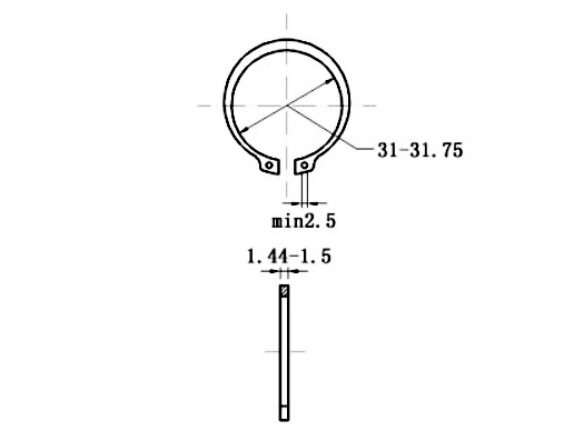 Phe Gài Trục Thép 65Mn DIN471 D34x1.5 (10Cái/Bịch)_drawing