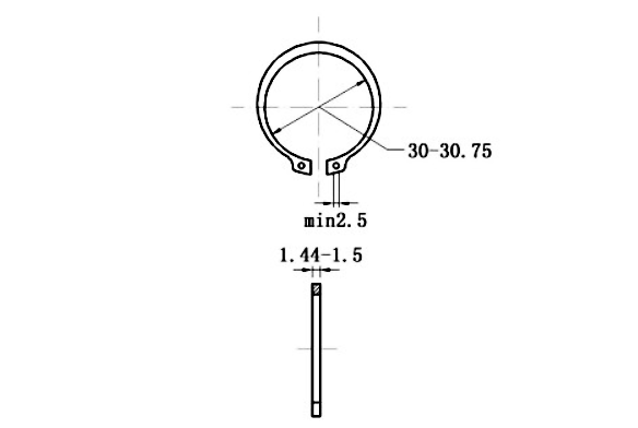Phe Gài Trục Thép 65Mn DIN471 D33x1.5 (10Cái/Bịch)_drawing