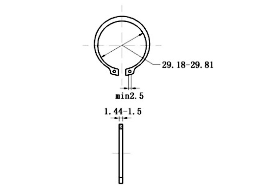 Phe Gài Trục Thép 65Mn DIN471 D32x1.5 (10Cái/Bịch)_drawing