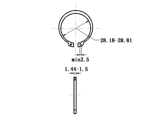 Phe Gài Trục Thép 65Mn DIN471 D31x1.5 (10Cái/Bịch)_drawing