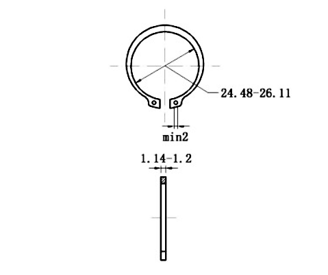 Phe Gài Trục Thép 65Mn DIN471 D27x1.2 (10Cái/Bịch)_drawing