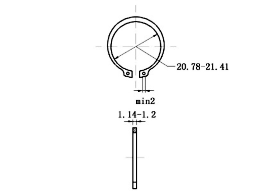 Phe Gài Trục Thép 65Mn DIN471 D23x1.2 (10Cái/Bịch)_drawing