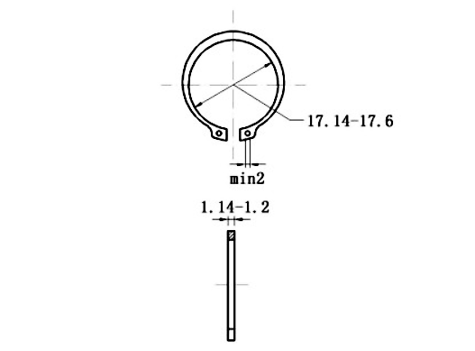 Phe Gài Trục Thép 65Mn DIN471 D19x1.2 (25Cái/Bịch)_drawing