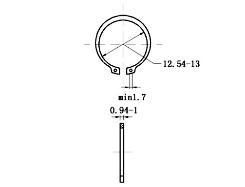 Phe Gài Trục Thép 65Mn DIN471 D14x1.0 (50Cái/Bịch)_drawing