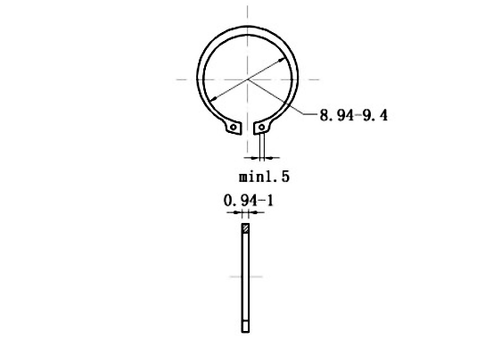 Phe Gài Trục Thép 65Mn DIN471 D10x1.0 (50Cái/Bịch)_drawing