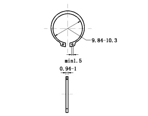 Phe Gài Trục Thép 65Mn DIN471 D11x1.0 (50Cái/Bịch)_drawing
