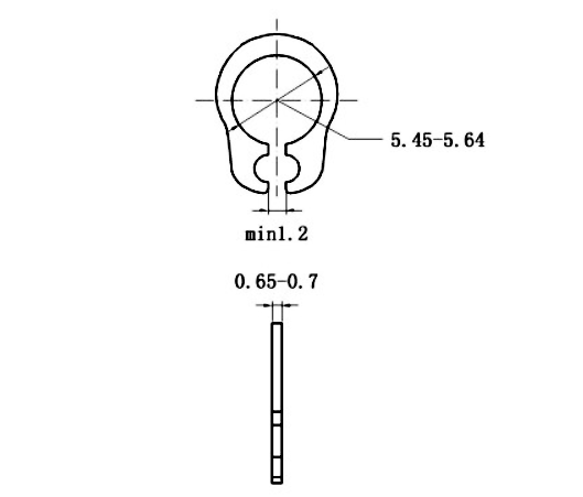 Phe Gài Trục Thép 65Mn DIN471 D6x0.7 (50Cái/Bịch)_drawing