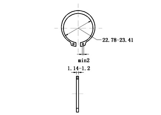 Phe Gài Trục Thép 65Mn DIN471 D25x1.2_drawing