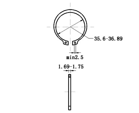 Phe Gài Trục Inox 420 DIN471 D40x1.75_drawing