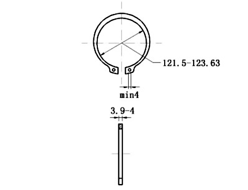 Phe Gài Trục Thép 65Mn DIN471 D130x4.0_drawing
