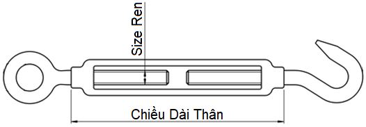 Tăng Đơ Cáp Inox 304 M24_drawing