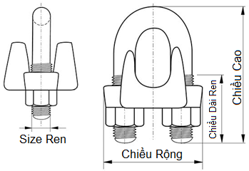 Ốc Siết Cáp 2 Chân Inox 304 18mm_drawing