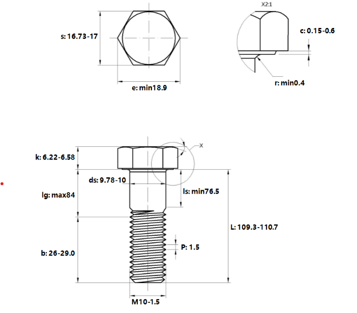 Bulong Mạ Kẽm Trắng Cr3+ 8.8 DIN931 M10x110 Ren Lửng_drawing