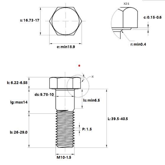 Bulong Mạ Kẽm Trắng Cr3+ 8.8 DIN931 M10x40 Ren Lửng_drawing