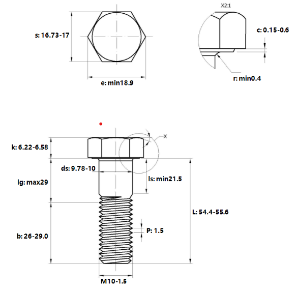 Bulong Thép Đen 8.8 DIN931 M10x55 Ren Lửng_drawing