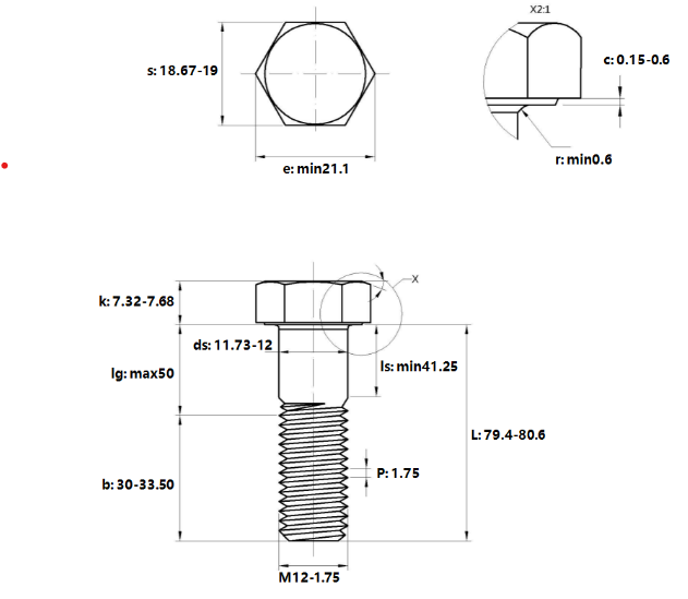 Bulong Mạ Kẽm Trắng Cr3+ 8.8 DIN931 M12x80 Ren Lửng_drawing