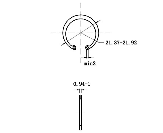 Phe Gài Lỗ Thép 65Mn DIN472 D20x1.0 (25Cái/Bịch)_drawing