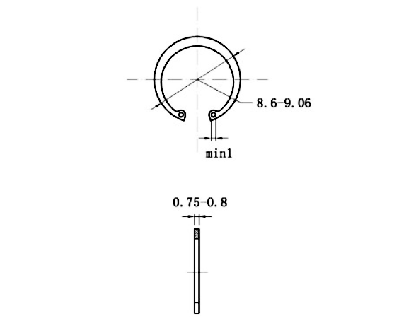 Phe Gài Lỗ Inox 420 DIN472 D8x0.8_drawing