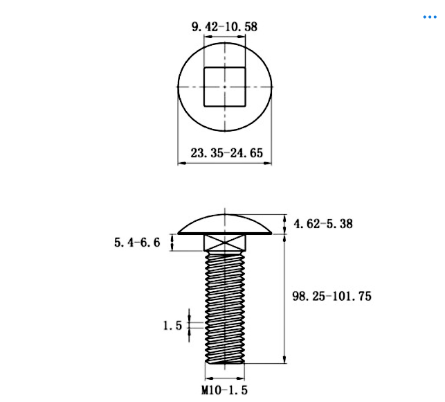 Bulong Cổ Vuông Inox 304 DIN603 M10x100_drawing