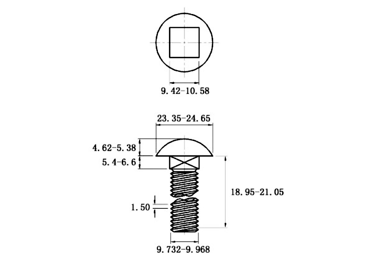 Bulong Cổ Vuông Inox 316 DIN603 M10x20_drawing