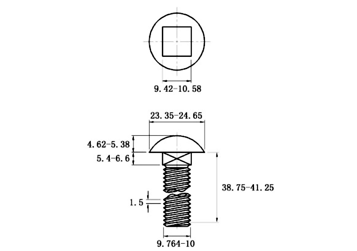 Bulong Cổ Vuông Thép Mạ Kẽm 4.8 DIN603 M10x40_drawing