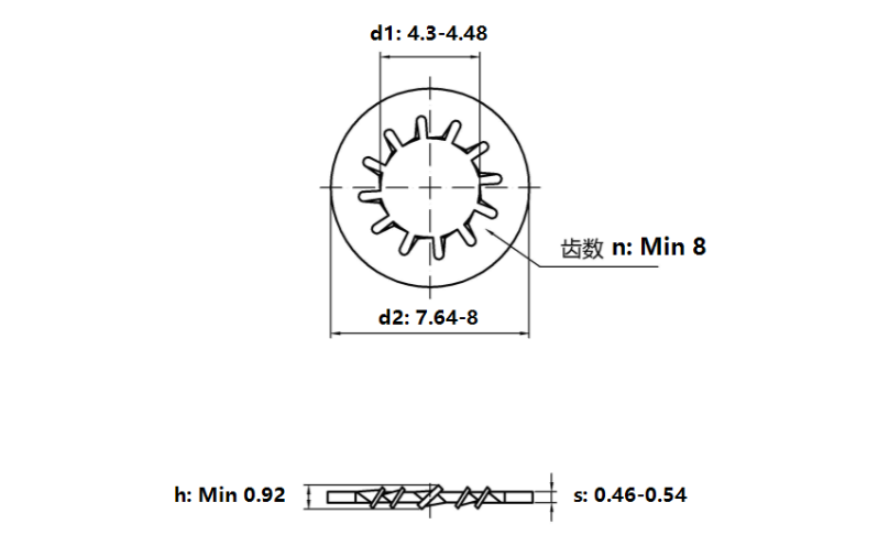 Lông Đền Răng Trong Loại J Inox 304 DIN6797J M4_drawing