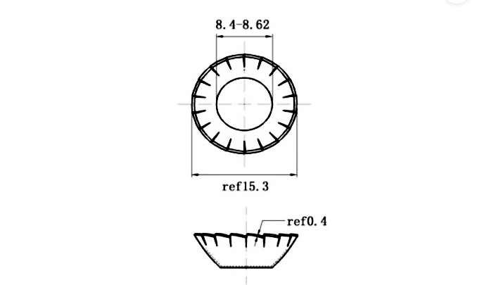 Lông Đền Răng Ngoài Loại V Thép Mạ Kẽm 4.8 DIN6798V M10_drawing