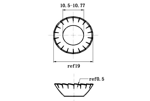 Lông Đền Răng Ngoài Loại V Thép Mạ Kẽm 4.8 DIN6798V M8_drawing