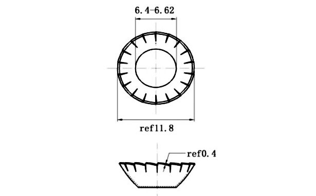 Lông Đền Răng Ngoài Loại V Thép Mạ Kẽm 4.8 DIN6798V M6_drawing
