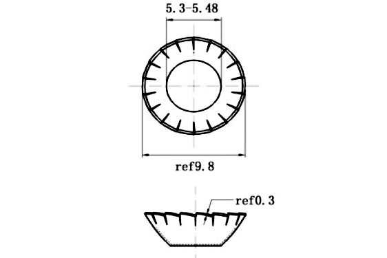 Lông Đền Răng Ngoài Loại V Thép Mạ Kẽm 4.8 DIN6798V M5_drawing