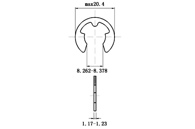 Phe Gài Trục Chữ E Thép DIN6799 D10 (5Cái/Bịch)_drawing