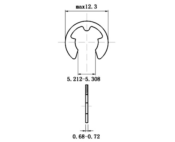 Phe Gài Trục Chữ E Thép DIN6799 D6 (10Cái/Bịch)_drawing
