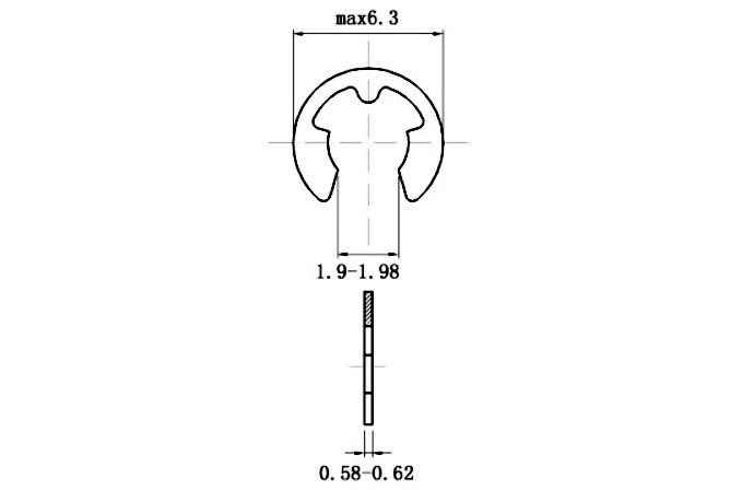 Phe Gài Trục Chữ E Thép DIN6799 D2.3 (10Cái/Bịch)_drawing
