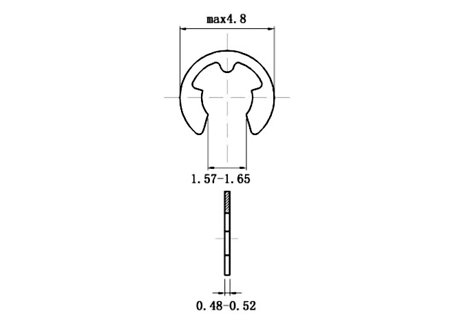 Phe Gài Trục Chữ E Thép DIN6799 D1.9 (10Cái/Bịch)_drawing