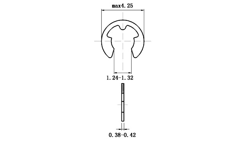 Phe Gài Trục Chữ E Thép DIN6799 D1.5 (10Cái/Bịch)_drawing