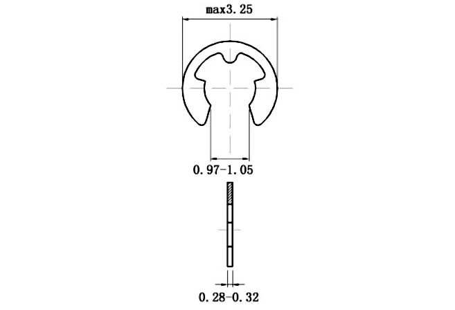 Phe Gài Trục Chữ E Thép DIN6799 D1.2 (10Cái/Bịch)_drawing