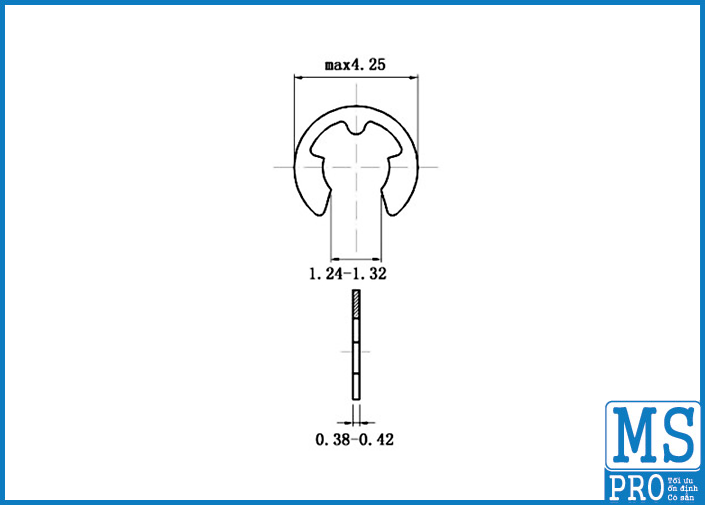 Phe Gài Trục Chữ E Thép DIN6799 D1.5_drawing