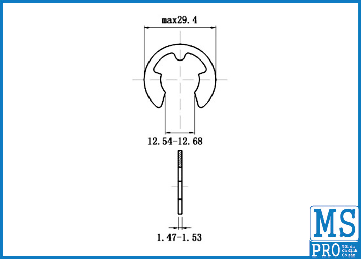 Phe Gài Trục Chữ E Thép DIN6799 D15_drawing