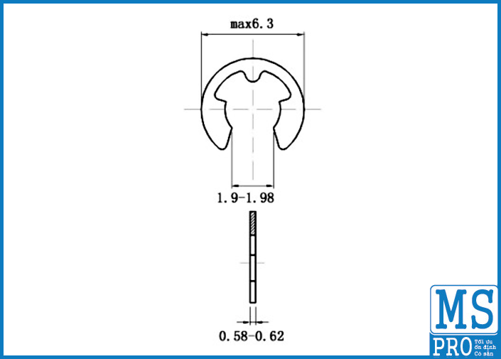 Phe Gài Trục Chữ E Thép DIN6799 D2.3_drawing