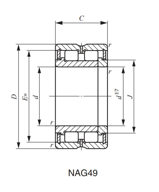 Con Lăn Cam 20x37 mm IKO NAG4904_drawing