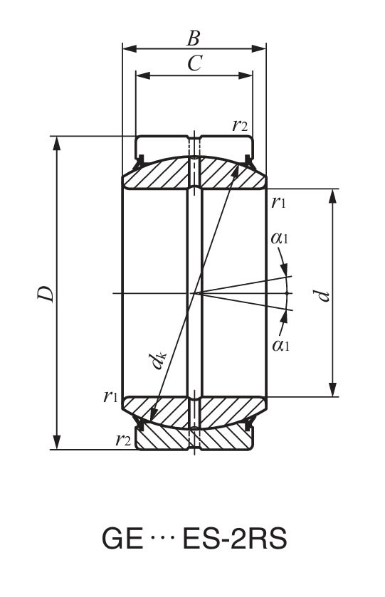Vòng Bi Mắt Trâu 20x35x12 mm IKO GE20ES2RS_drawing